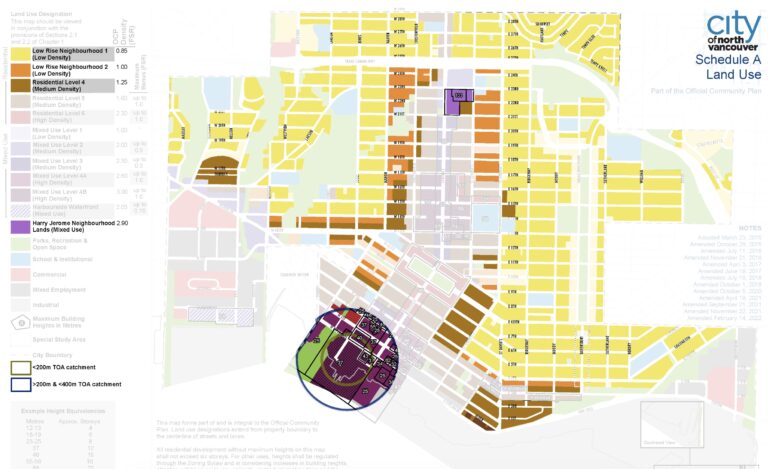 North Vancouver Map for Multiplex Zoning Lots as of December 2025
